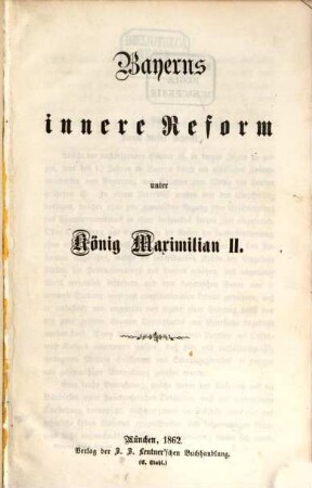 Bayerns innere Reform unter König Maximilian II.