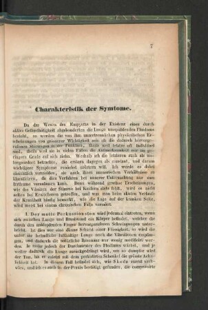 Charakteristik der Symtome.