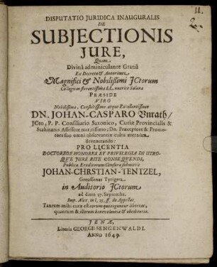 Disputatio Iuridica Inauguralis De Subiectionis Iure