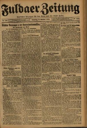 Erste Ausgabe vom Sonntag, den 15. Oktober 1922.