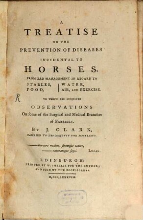A treatise on the prevention of diseases incidental to horses