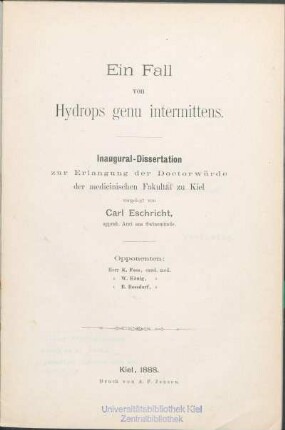 Ein Fall von Hydrops genu intermittens
