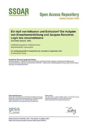 Ein Idyll von Inklusion und Exklusion? Die Aufgabe von Erwachsenenbildung und Jacques Rancières Logik des Unvernehmens