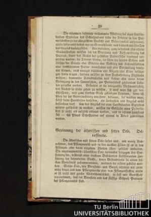Gewinnung der ätherischen und fetten Oele. Oelraffinerie