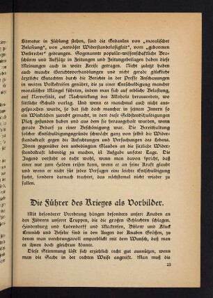 23-29, Die Führer des Krieges als Vorbilder