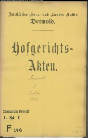 Frevert, Henrich, Bauerrichter zu Heipke gegen Arnold Edler, adjungierten Amtmann zu Varenholz - Schuldforderung