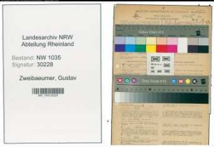 Entnazifizierung Gustav Zweibaeumer , geb. 10.02.1891 (Bergmann)