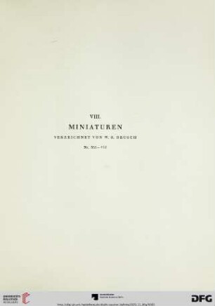 VIII. Miniaturen (Nr. 351-412)