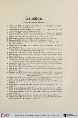 Gemälde: Alte und Neuere Meister (Nr. 1-158)