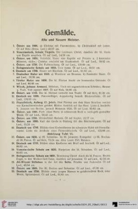 Gemälde: Alte und Neuere Meister (Nr. 1-158)