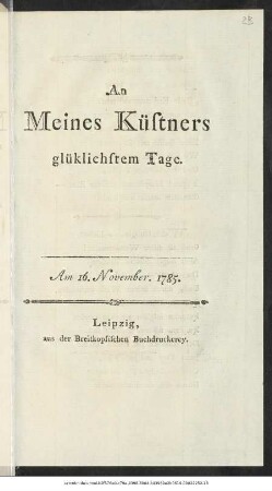 An Meines Küstners glücklichstem Tage