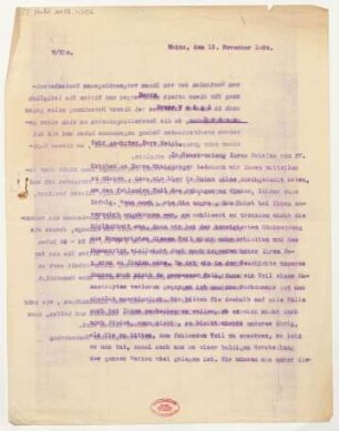 Brief an Bruno Weigl : 13.11.1924