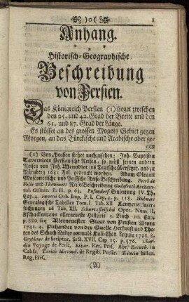 Anhang. Historisch-Geographische Beschreibung von Persien.