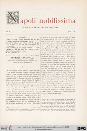 5: Annibale Caccavello : scultore Napoletano del secolo XVI : (secondo una recente pubblicazione)