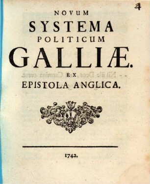 Novum Systema Politicum Galliæ : Ex Epistola Anglica