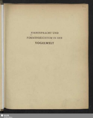Farbenpracht und Formenreichtum in der Vogelwelt