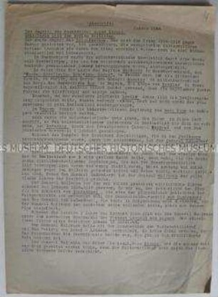 Maschinenschriftliche Abschrift einer Abhandlung über die revolutionären Bestrebungen in Europa von 1918 bis 1945