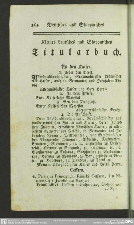 Kleines deutsches und Slavonisches Titularbuch