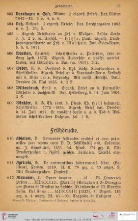 Frühdrucke (Nr. 610 - 781)