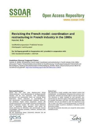 Revisiting the French model: coordination and restructuring in French industry in the 1980s