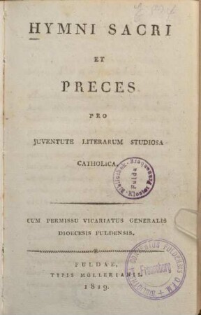 Hymni sacri et preces pro juventute literarum studiosa catholica