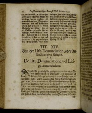 Tit. XIV. Von der Litis Denunciation, oder Ankündigung des Krieges. [...]