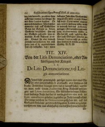 Tit. XIV. Von der Litis Denunciation, oder Ankündigung des Krieges. [...]