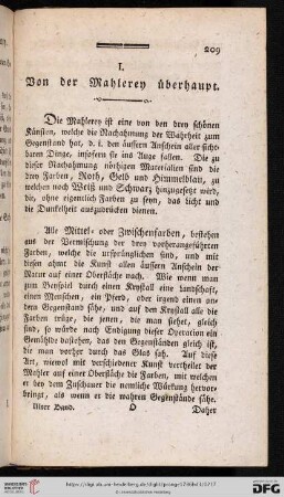 I. Von der Mahlerey überhaupt