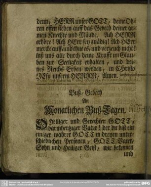 Gebeth An Monatlichen Buß-Tagen