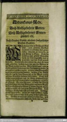 Abdanckungs-Rede