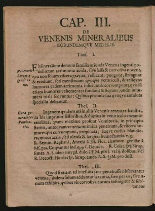 Cap. III. De Venenis Mineralibus Eorundemque Medelis.