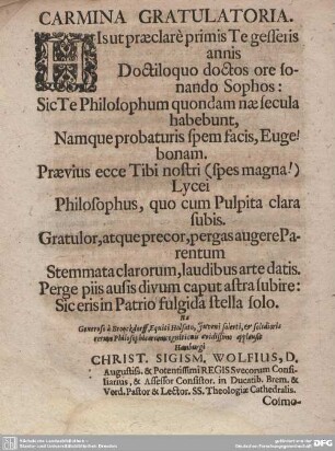 CARMINA GRATULATORIA.