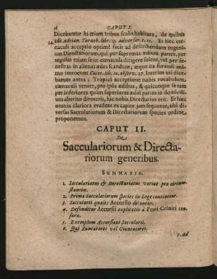 Caput II. De Sacculariorum & Directariorum generibus.