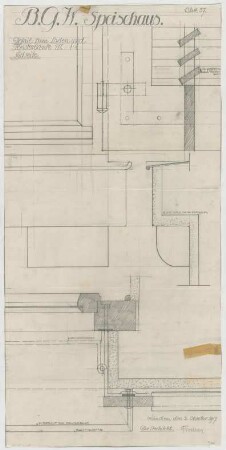 Fischer, Theodor; München; Bayerische Geschützwerke - Laden u. Fensterbank Südseite (Schnitte)