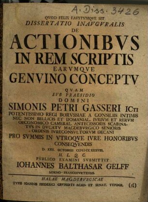 Dissertatio de actionibus in rem scriptis earumque genuino conceptu