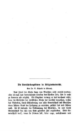 Die Unterscheidungslehren im Religionsunterricht