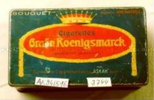 Blechdose für 100 Stück "Cigarettes Graf v. Koenigsmark Türkische Cigarettenfabrik 'ASKAH' Berlin"