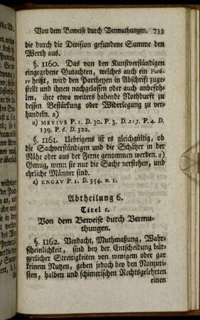 Abtheilung 6. Titel 1. Von dem Beweise durch Vermuthungen.