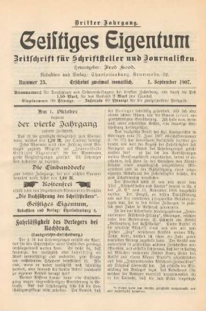 Nummer 23 (1. September 1907)