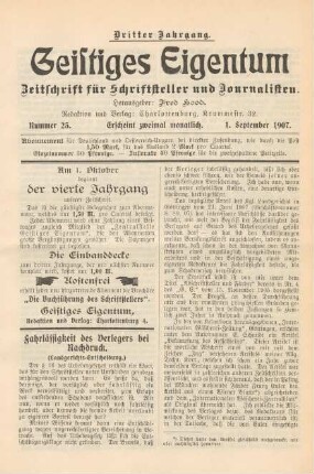 Nummer 23 (1. September 1907)