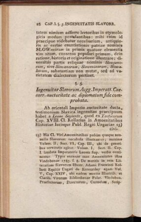 §. 5. Ingenuitas Slavorum Augg. Imperatt. Caesarr. auctoritate ac diplomatum fide comprobata
