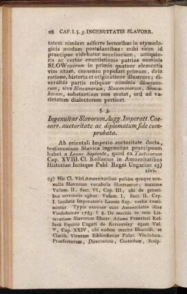 §. 5. Ingenuitas Slavorum Augg. Imperatt. Caesarr. auctoritate ac diplomatum fide comprobata