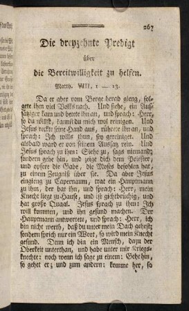 267-281, XIII. Die Bereitwilligung zu helfen, Matth. VIII, 1-13.