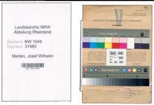 Entnazifizierung Josef Wilhelm Merten , geb. 31.08.1898 (Treuhaender)