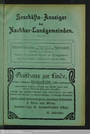 Anzeigen : Geschäfts-Anzeiger der Nachbar-Landgemeinden