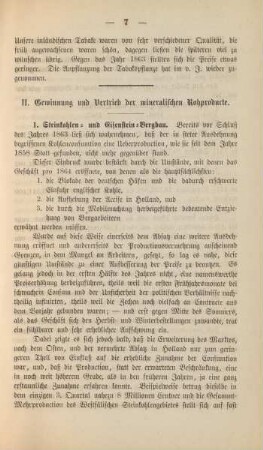II. Gewinnung und Vertrieb der mineralischen Rohprodukte.