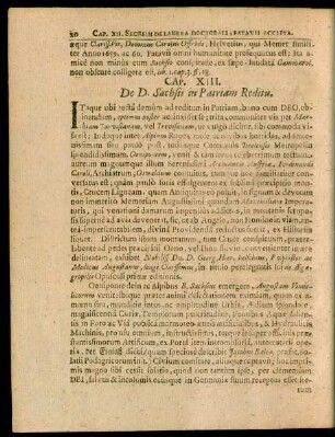 Cap. XIII. De D. Sachsii in Patriam Reditu.