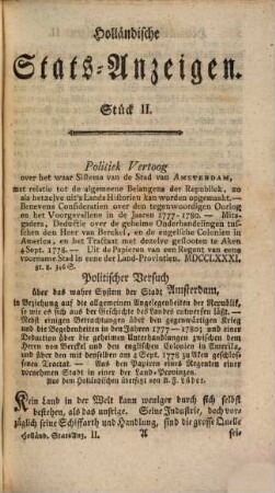 Holländische Staats-Anzeigen. 2. 1784