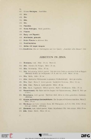 Arbeiten in Zinn (Nr. 414-632a)