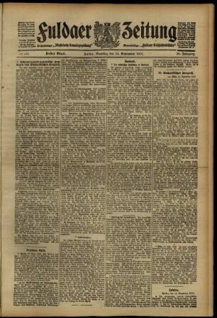 Erste Ausgabe vom Samstag, den 14. September 1912.